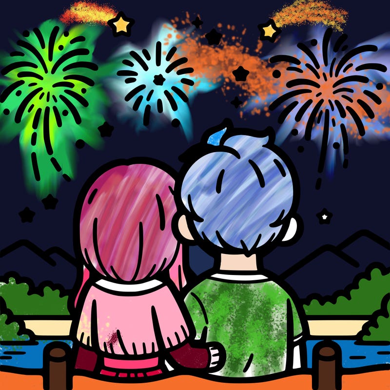 couple watching fireworks