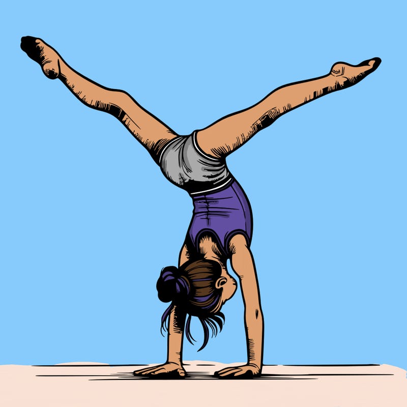 realistic gymnastic hand stand girl in four splits