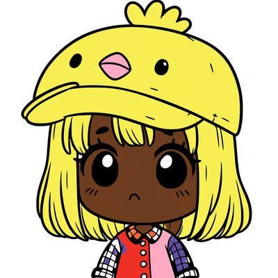 cute girl with chicken hat