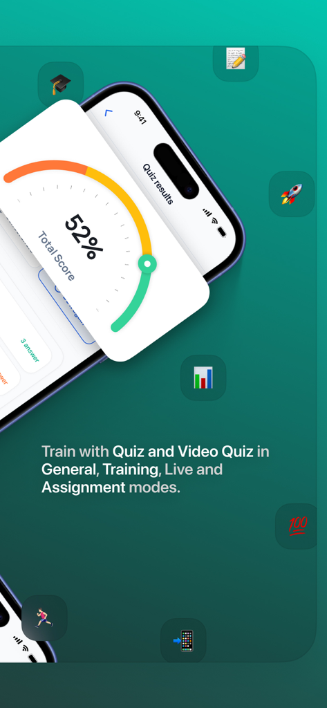 Ref House Org - Referees app - Referee training quiz results screen on Ref House Org app showing a 52 percent score