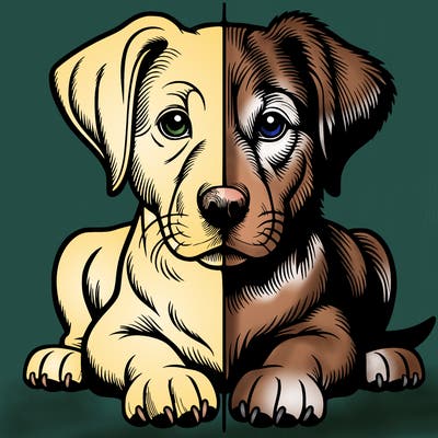 realistic dog split picture