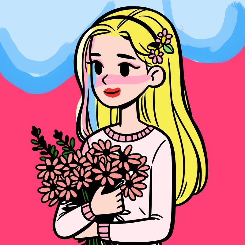 teen girl with flowers