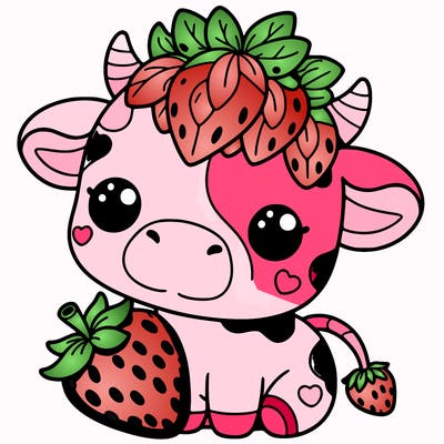cute strawberry cow
