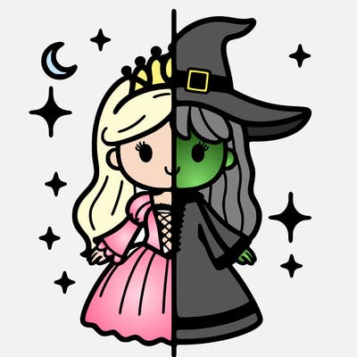 split princess and witch