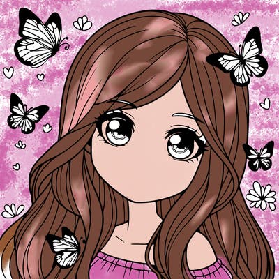 realistic girl with butterflies around her