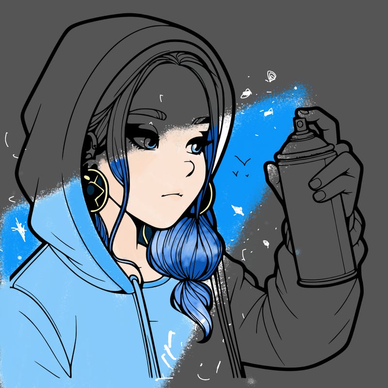 a realistic girl, spray painting