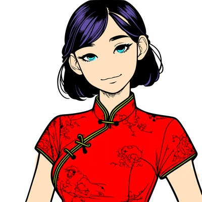 realistic asian girl wearing qipao