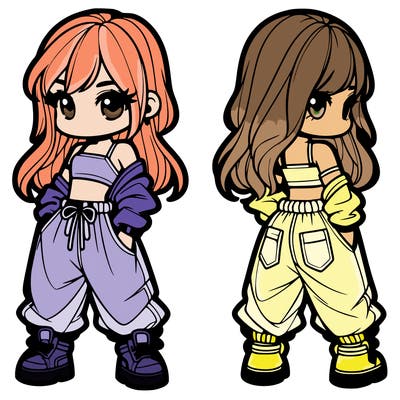 girl in crop top and baggy pants