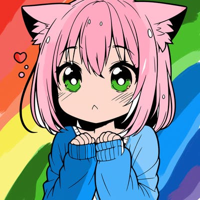 shy anime catgirl
