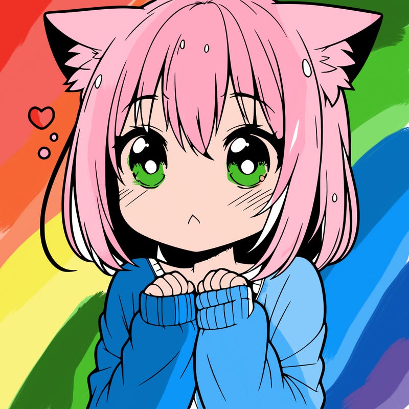 shy anime catgirl