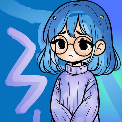 sad girl with glasses in a sweater