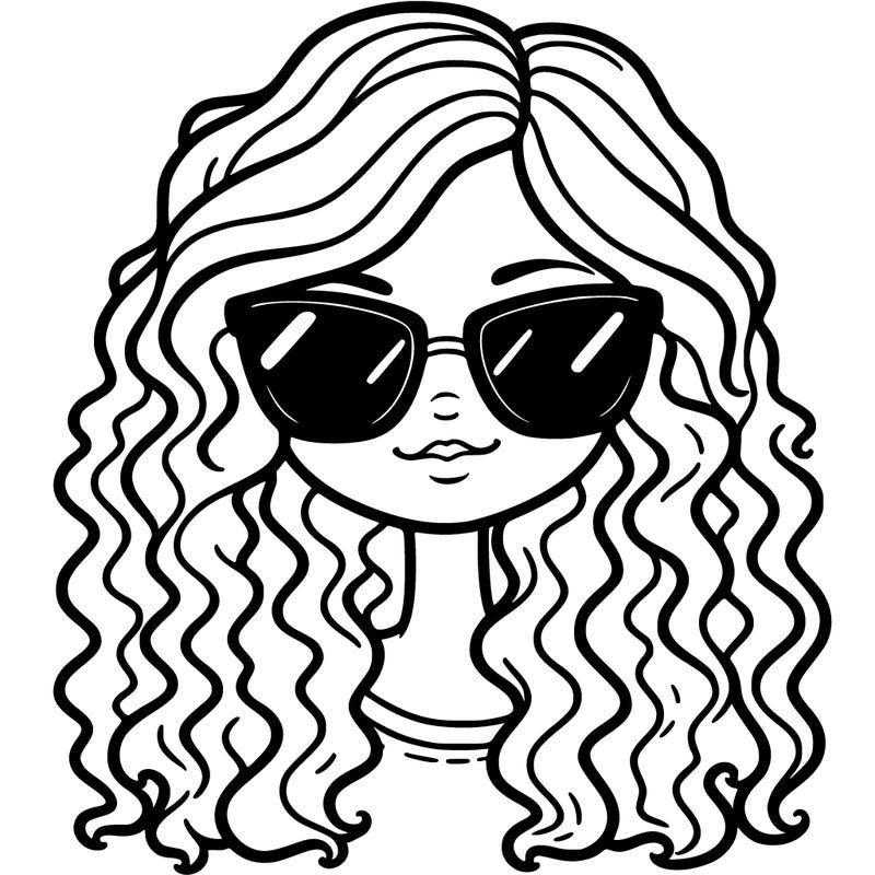 cool girl with long curly hair