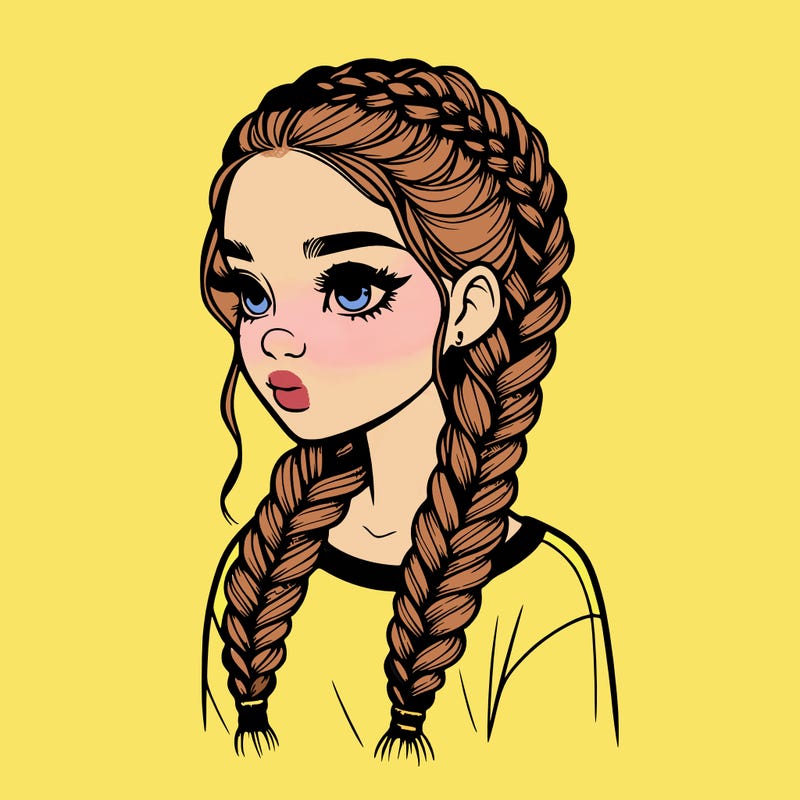 realistic girl with braids