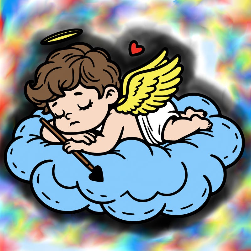 cupid asleep on a cloud