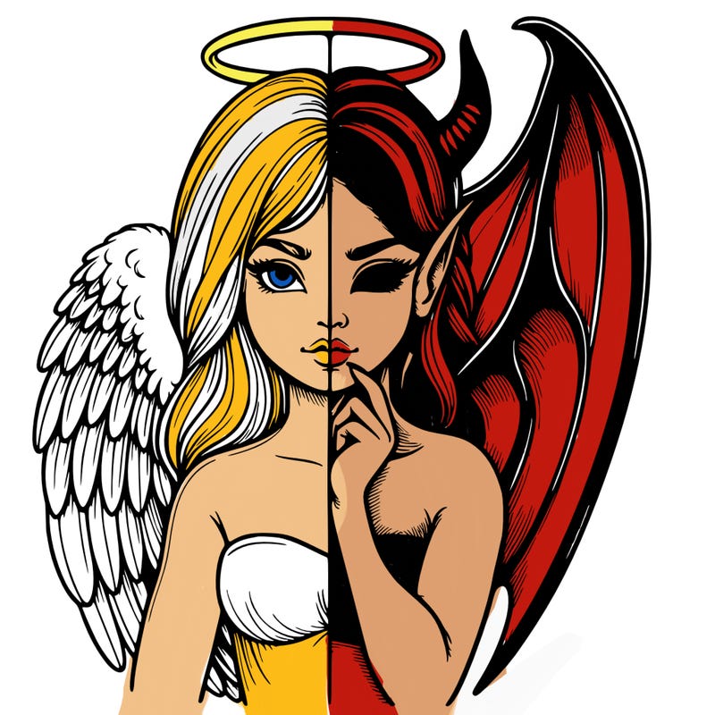 realistic angel half demon