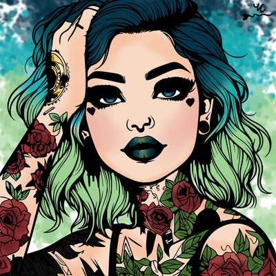 realistic girl with tattoos all over