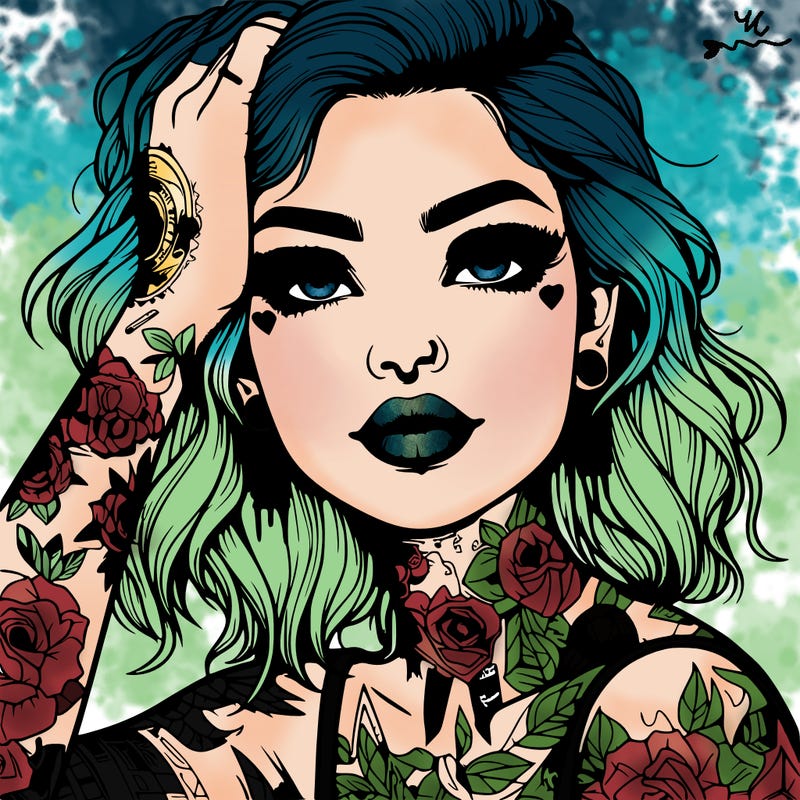 realistic girl with tattoos all over