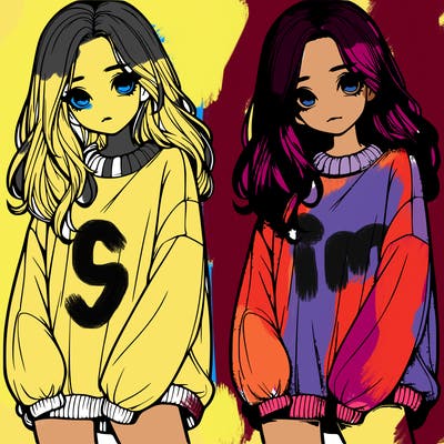 realistic girl with baggy sweater