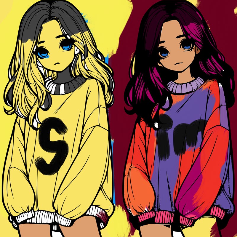 realistic girl with baggy sweater