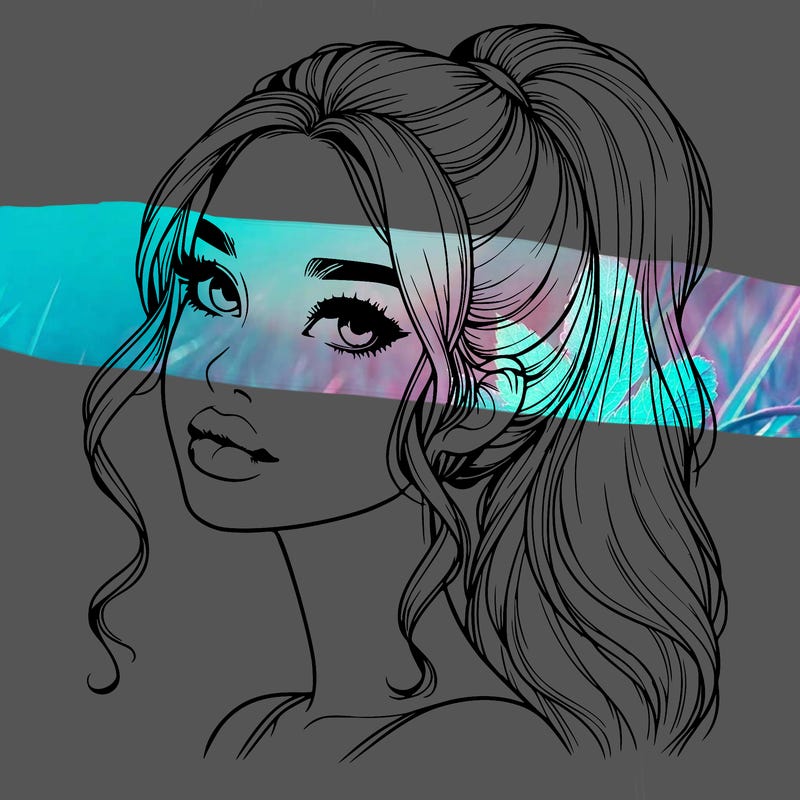 realistic girl with a ponytail on her hair and lips