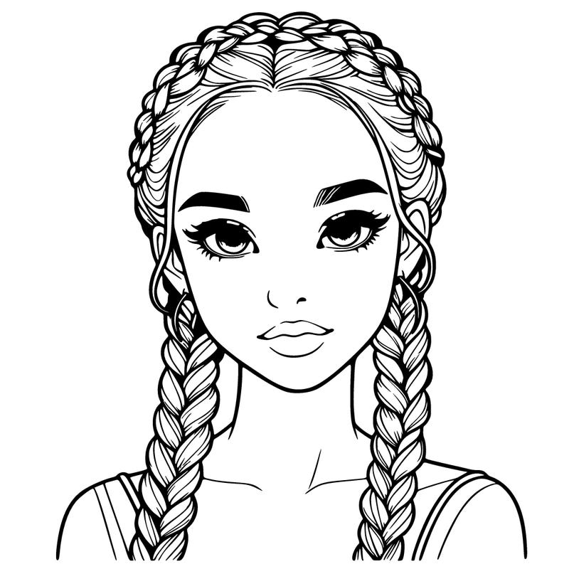 realistic girl with braids