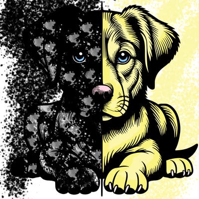 realistic dog split picture