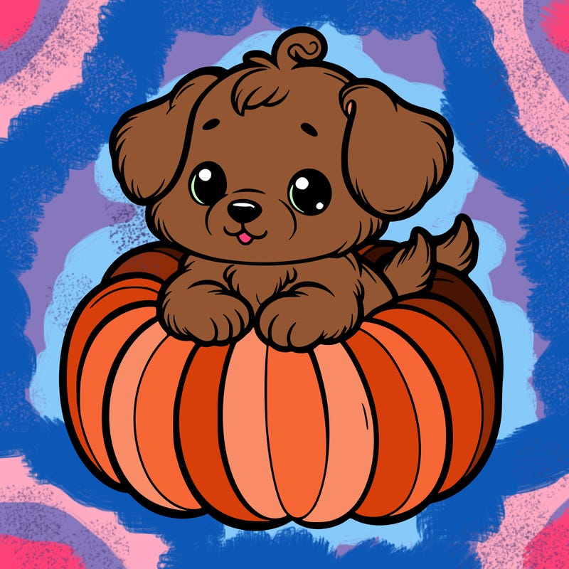 cute little puppy in a pumpkin