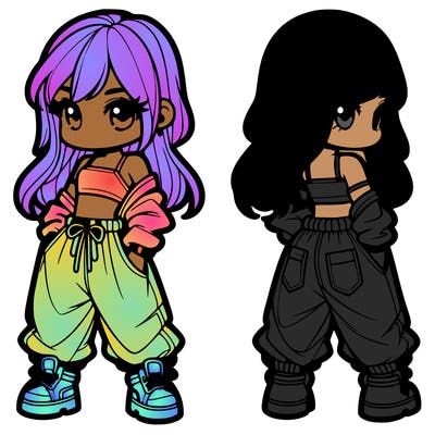 girl in crop top and baggy pants