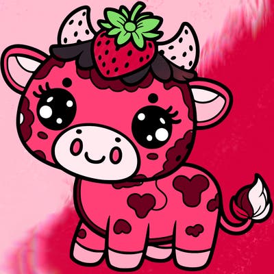 strawberry cows, cute