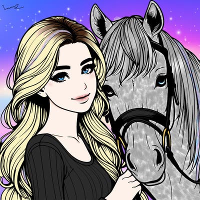 realistic girl with horse