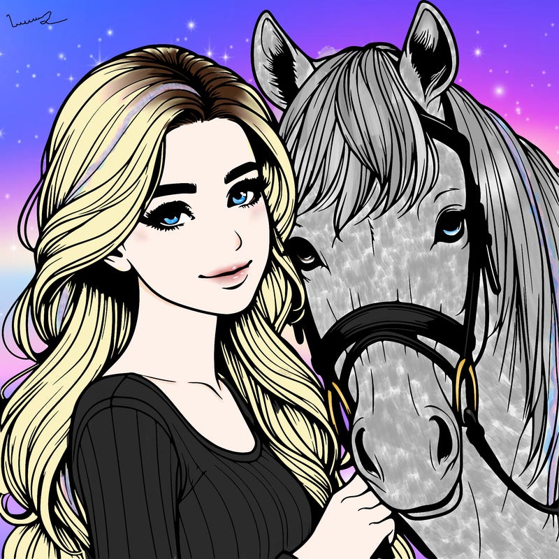 realistic girl with horse