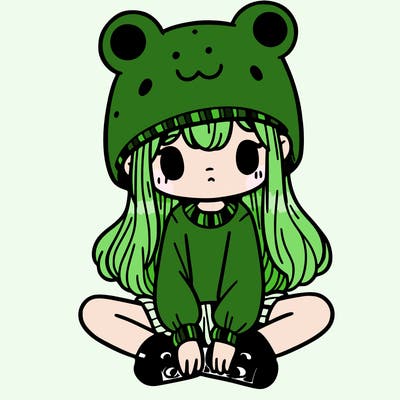 a girl wearing a frog hat and some frog socks