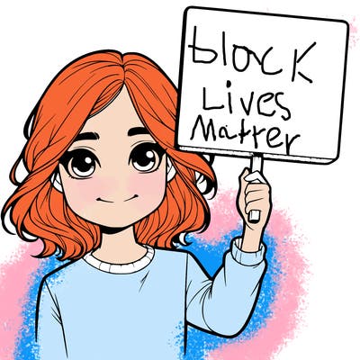 realistic girl holding up a sign