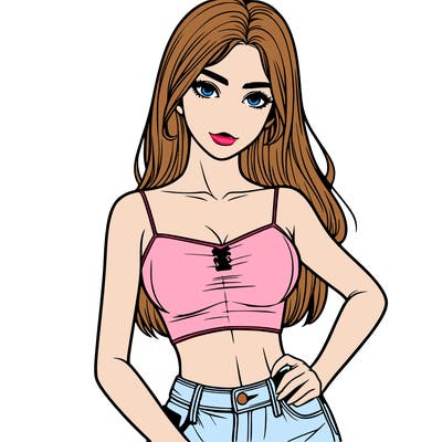 realistic girl in crop top