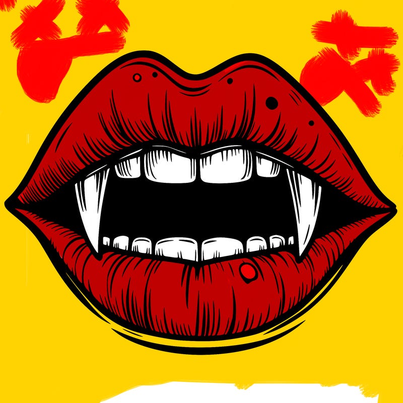 lips with vampire teeth