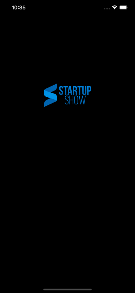 Startup Show app splash screen with logo on black background