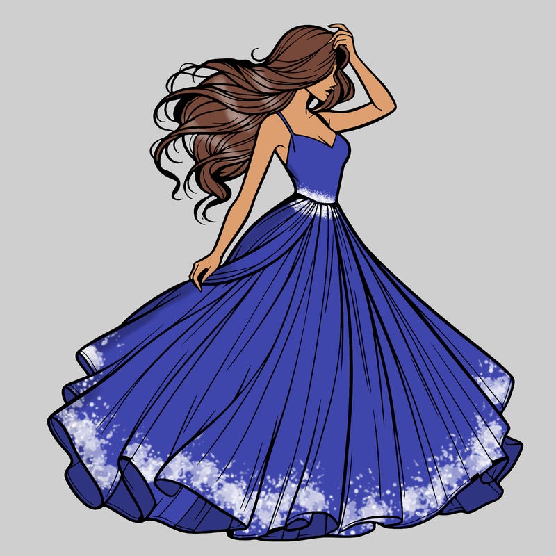 realistic woman with dress flowing in the wind