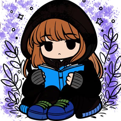 girl in oversized hoodie reading a book