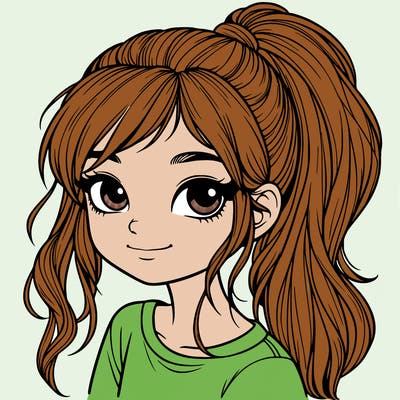 realistic girl with ponytail