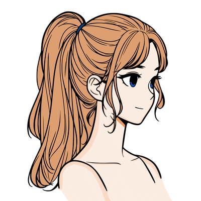 a realistic girl with a ponytail