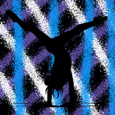 realistic gymnastic hand stand girl in four splits