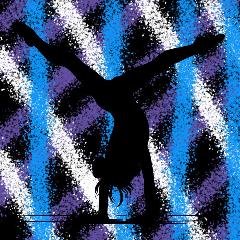 realistic gymnastic hand stand girl in four splits