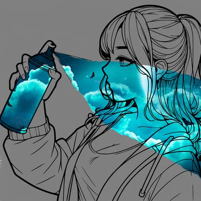 a realistic girl spray, painting