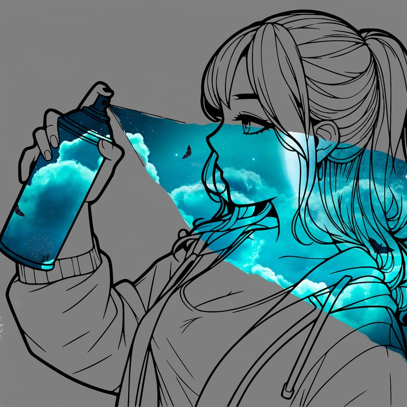 a realistic girl spray, painting