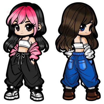 girl in crop top and baggy pants