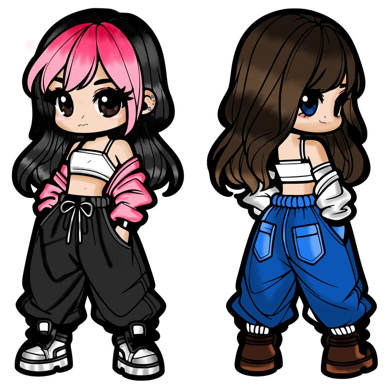 girl in crop top and baggy pants