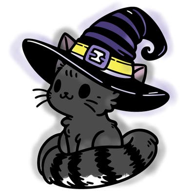 a cat in a witch's hat