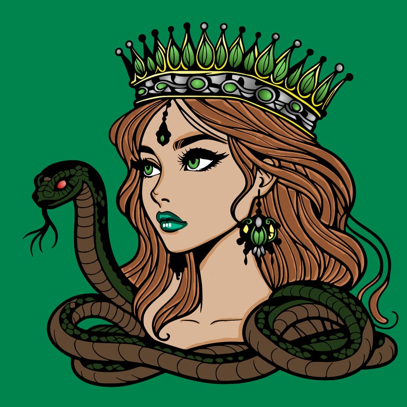 realistic woman snake crown