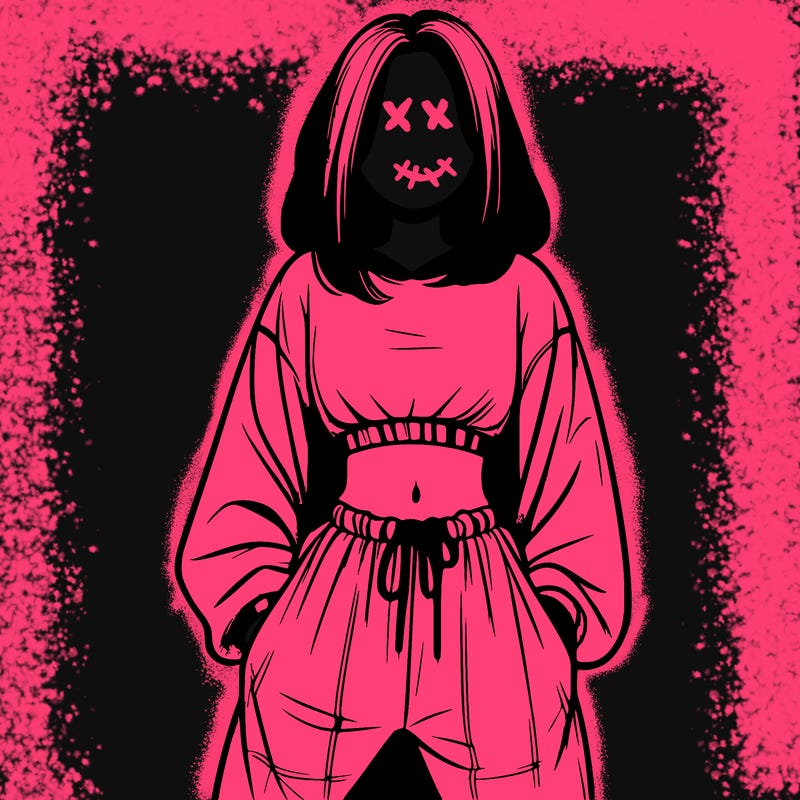 realistic girl faceless with baggy pants and a crop top