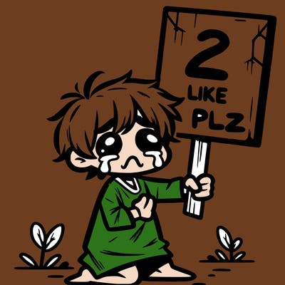 small poor toddler crying with sign that says 2 like plz